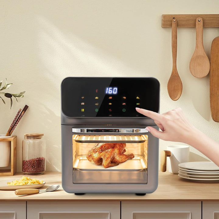 Mini Backofen 13 L, Elektrobackofen LCD-Touchscreen Minibackofen, Visuelle Funktion Backofen, mit 15