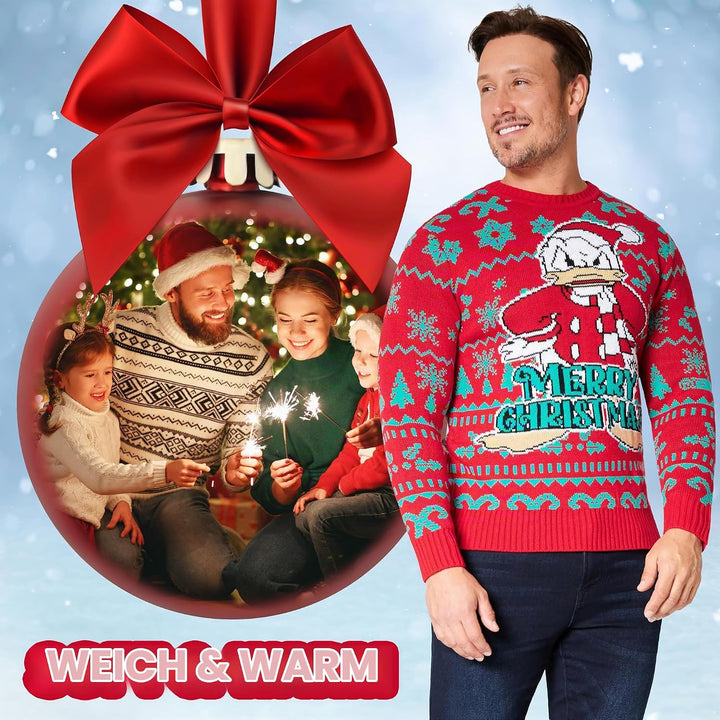 Disney Christmas Sweater Herren S-XXL, Weihnachtspullover Herren Lustig mit Rundhalsausschnitt - Ges