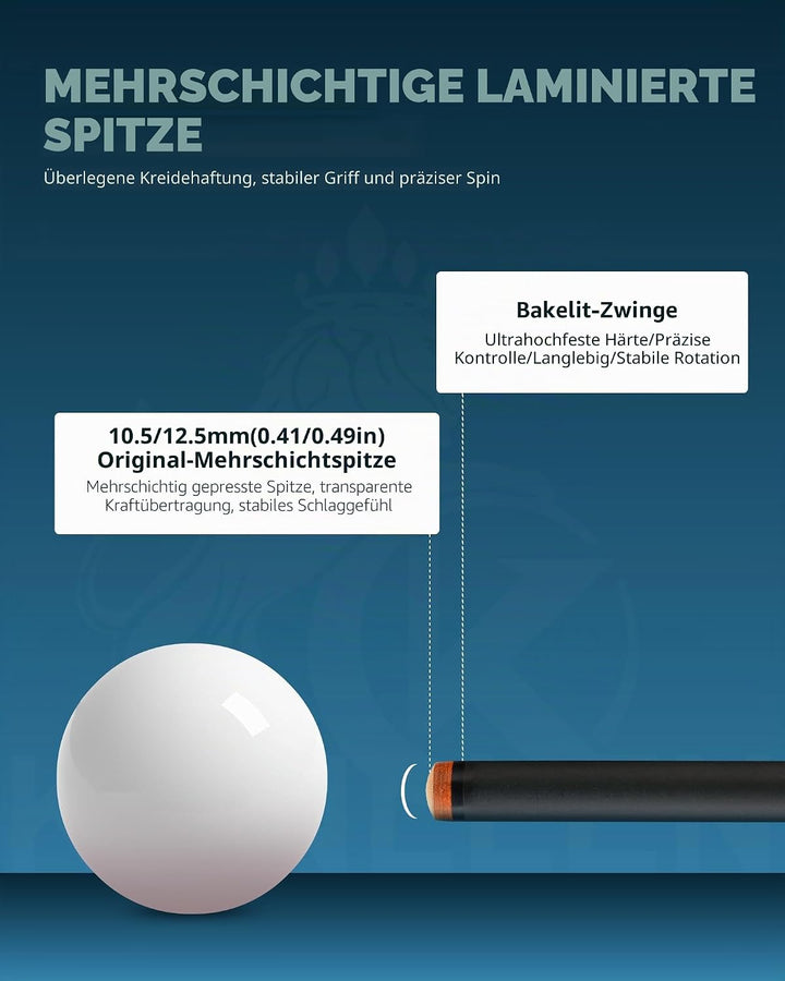 KONLLEN Billardqueue-Stick aus Karbonfaser, niedrige Ablenkung, handgefertigt, Inlay, ultraglatt, pr