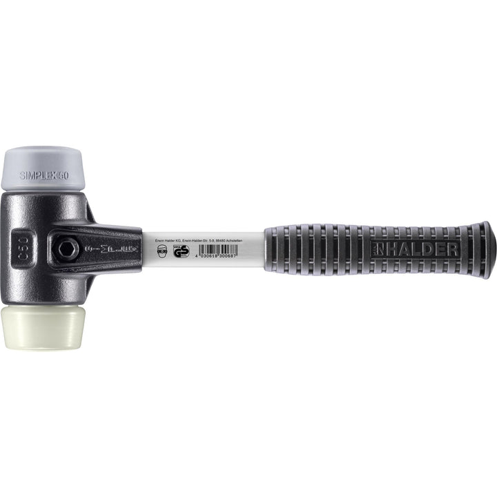 SIMPLEX-Schonhammer, TPE-mid/Nylon; mit verstärktem Tempergussgehäuse und Fiberglasstiel | D=50 mm |
