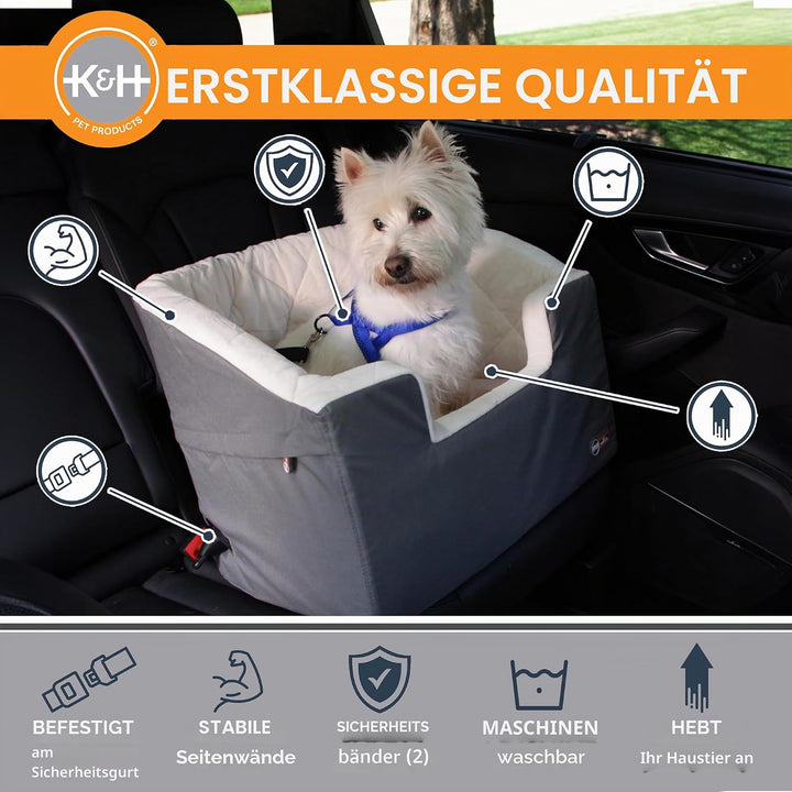 K&H Haustierprodukt Eimer Booster Hundeautositz mit Hundesicherheitsgurt für Auto, waschbarer Kleine