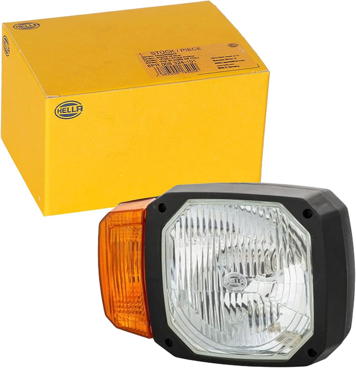 HELLA - Halogen-Hauptscheinwerfer - 12V - Einbau - Lichtscheibenfarbe: gelb - Stecker: DEUTSCH Steck