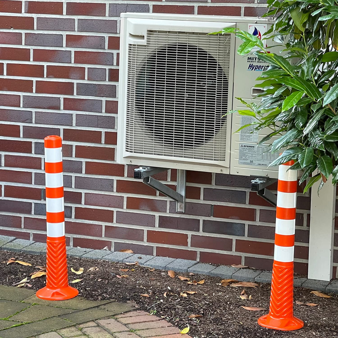 UvV-Flex 5 Stück Sparset Absperrpfosten Ecoline 75cm orange mit vier Reflexstreifen (RA1) inkl. Befe