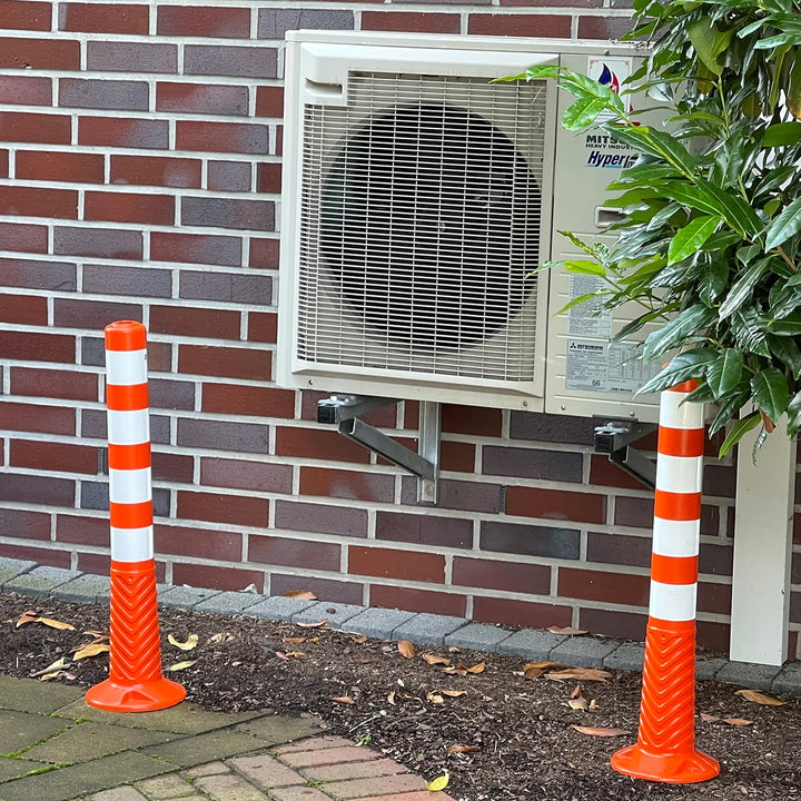 UvV-Flex 5 Stück Sparset Absperrpfosten Ecoline 75cm orange mit vier Reflexstreifen (RA1) inkl. Befe