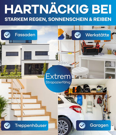 plid® - Fassadenfarbe Weiss Aussen [WETTER & UV-BESTÄNDIG]- Hochwertige Farbe für Mauerwerk, Hauswan