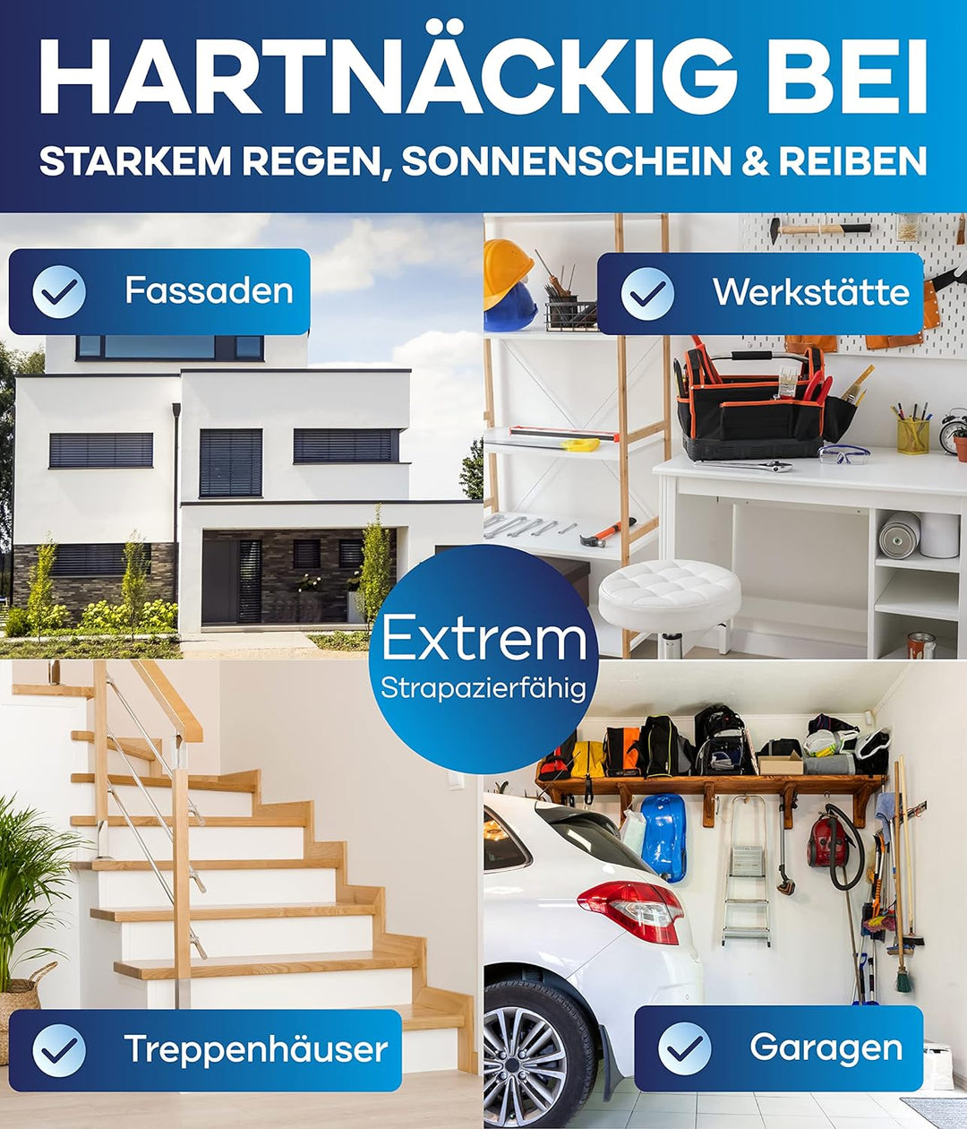 plid® - Fassadenfarbe Weiss Aussen [WETTER & UV-BESTÄNDIG]- Hochwertige Farbe für Mauerwerk, Hauswan