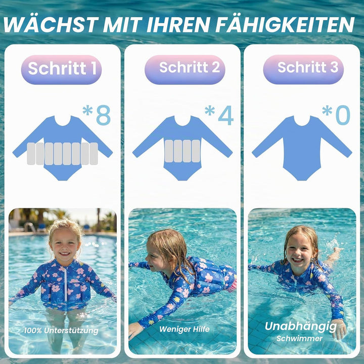 Badeanzug Baby Mädchen mit Floatation Kleinkind Schwimmtraining Hilfe Schwimmende Badeanzug Langarm