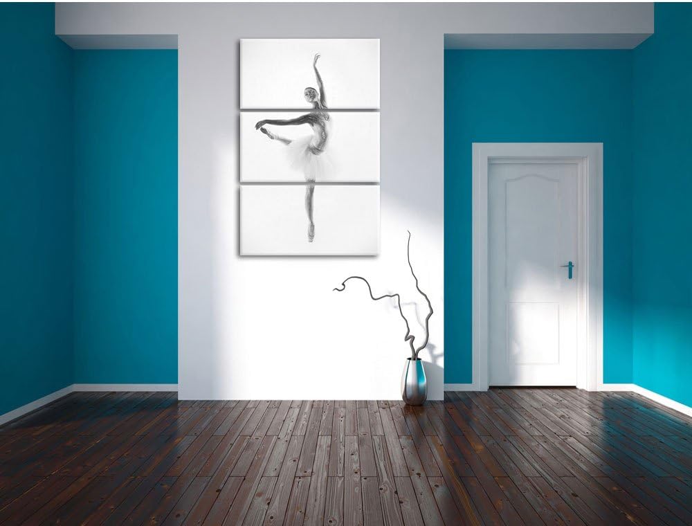 Pixxprint Ästhetische Ballerina als Leinwandbild/Grösse: 3 Teilig (120x80 cm) cm/Wandbild/Kunstdruck