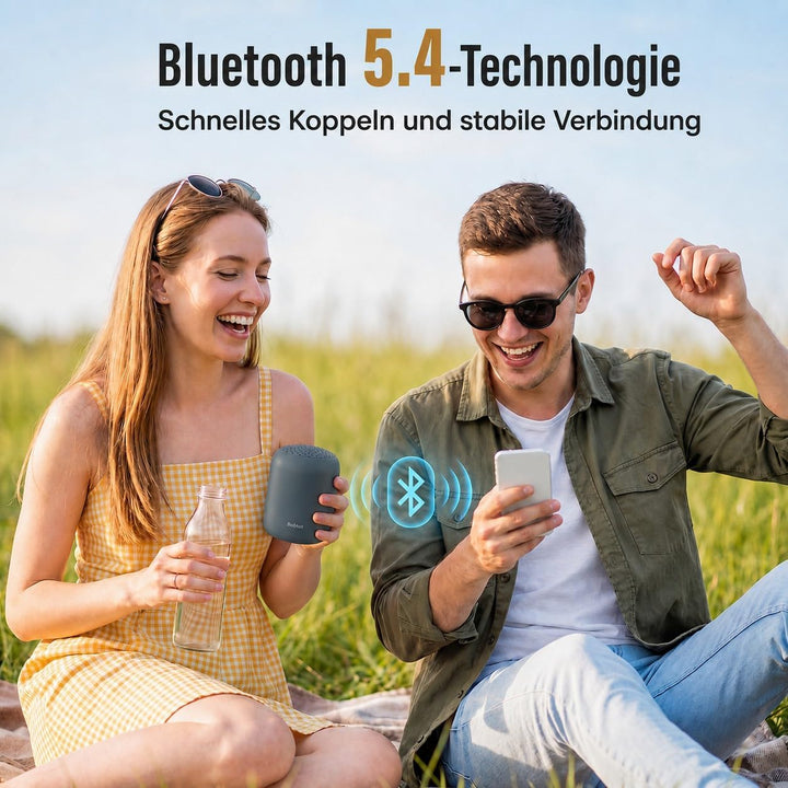 Bobtot Tragbarer Bluetooth-Lautsprecher, kabellos, wasserdicht, 24 Stunden Akkulaufzeit, lauter Ster