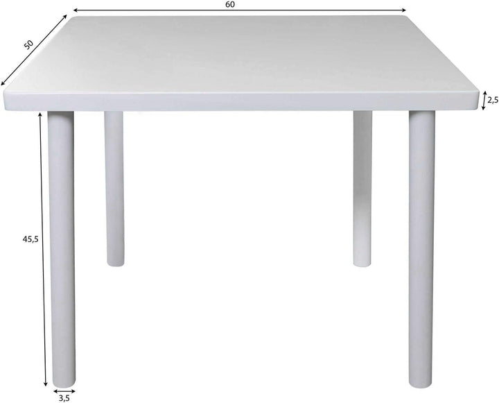 Betten-ABC Bubema Kindertisch Kinderzimmer-Tisch aus massiver Kernbuche Weiss lackiert, extra stabil