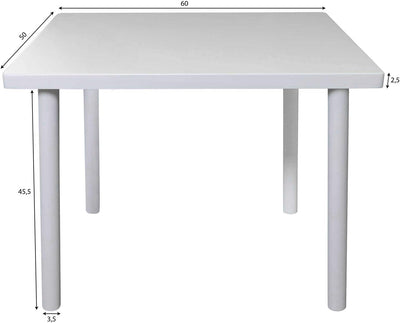 Betten-ABC Bubema Kindertisch Kinderzimmer-Tisch aus massiver Kernbuche Weiss lackiert, extra stabil