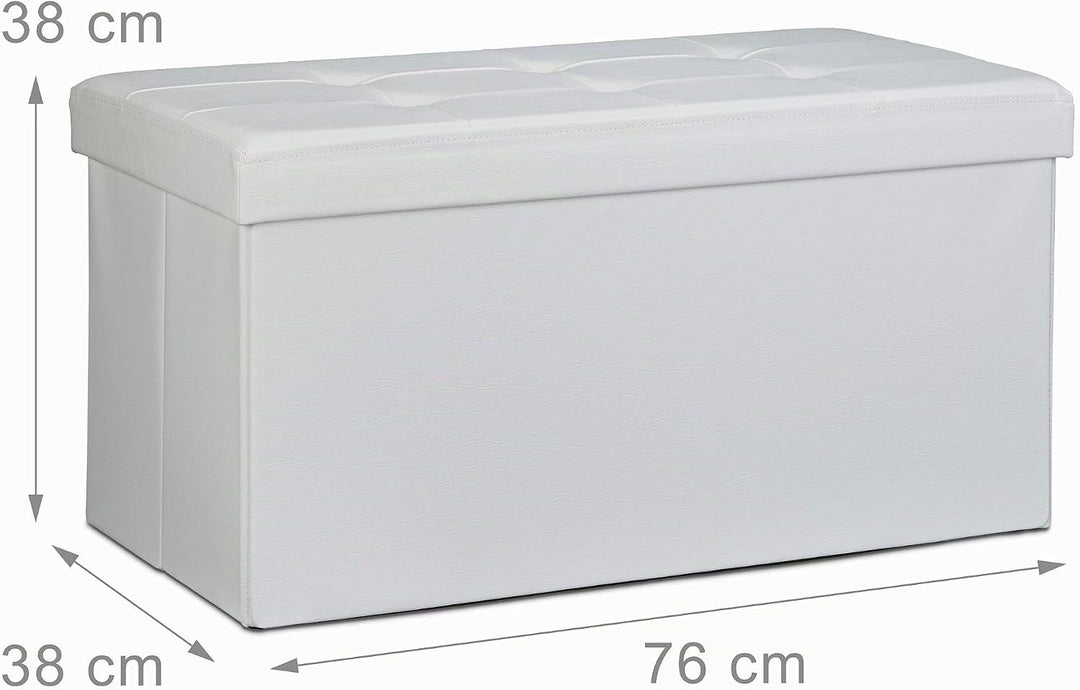 Relaxdays Faltbare Sitzbank 38 x 76 x 38 cm HxBxT, 2-Sitzer m. Stauraum, Kunstleder Sitzhocker 300 k