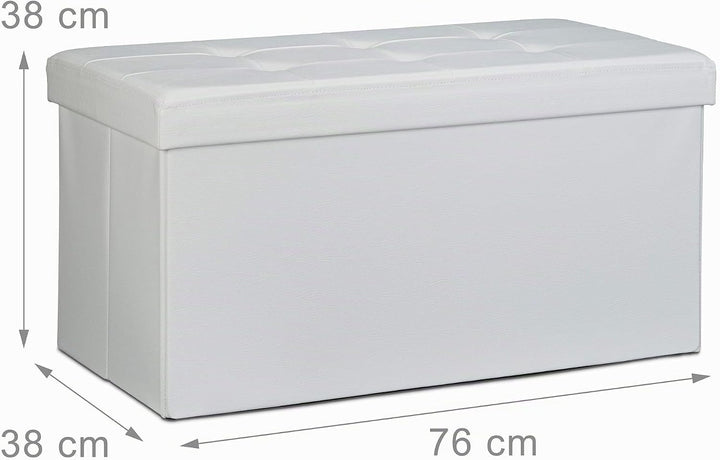 Relaxdays Faltbare Sitzbank 38 x 76 x 38 cm HxBxT, 2-Sitzer m. Stauraum, Kunstleder Sitzhocker 300 k