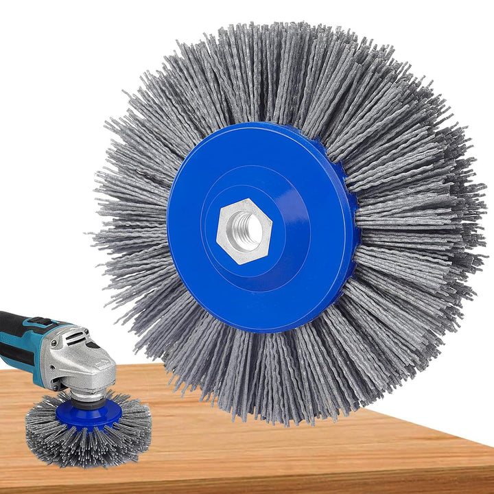 Schleifbürste 150mm M14 Nylonbürste 120 Körnung, Drahtziehrad Polierbürste für Winkelschleifer Satin