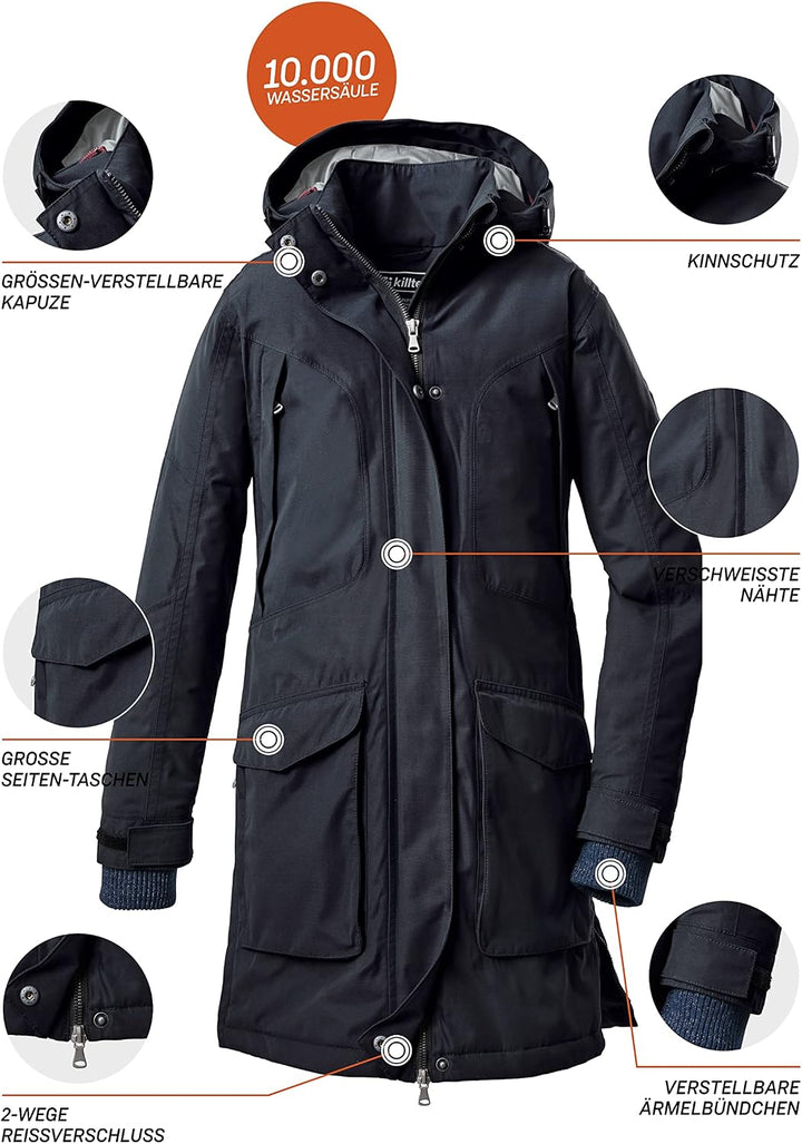 Killtec Mädchen Kow 186 Grls Ct Outdoormantel/Funktionsparka mit abzippbarer Kapuze 176 dunkelnavy,