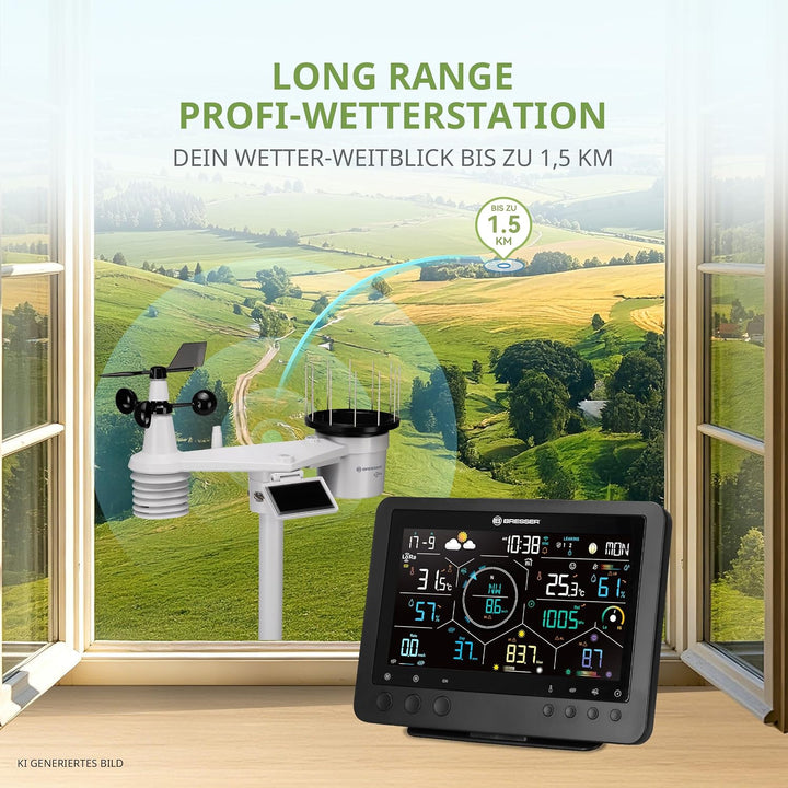 Bresser Stratus Profi WLAN Wetterstation Funk mit 7 in 1 Aussensensor