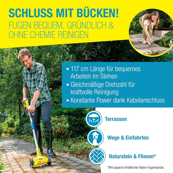 GLORIA Fugenreiniger WeedBrush | Elektrischer Fugenkratzer | Unkrautbürste | Zwischen Terrassenplatt