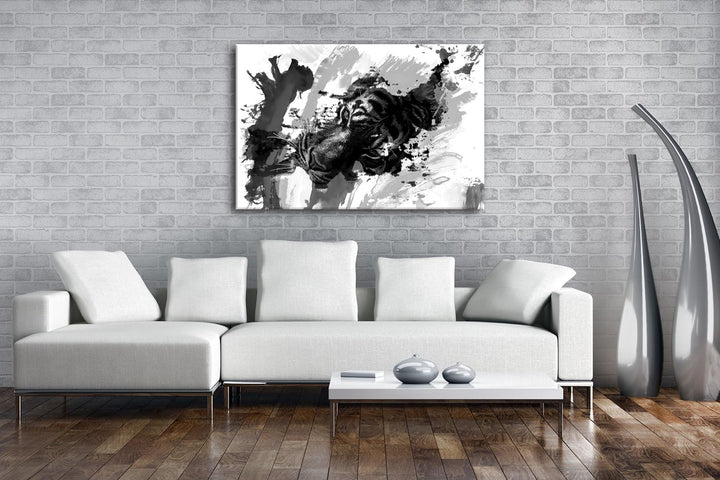 deyoli Illustration Aquarell Tiger Format: 80x60 Effekt: Schwarz/Weiss als Leinwandbild, Motiv ferti
