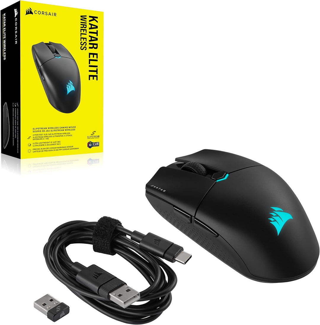 CORSAIR KATAR ELITE WIRELESS Ultraleichte FPS Gaming Maus - 10.000 DPI - Symmetrische Form - Bis zu