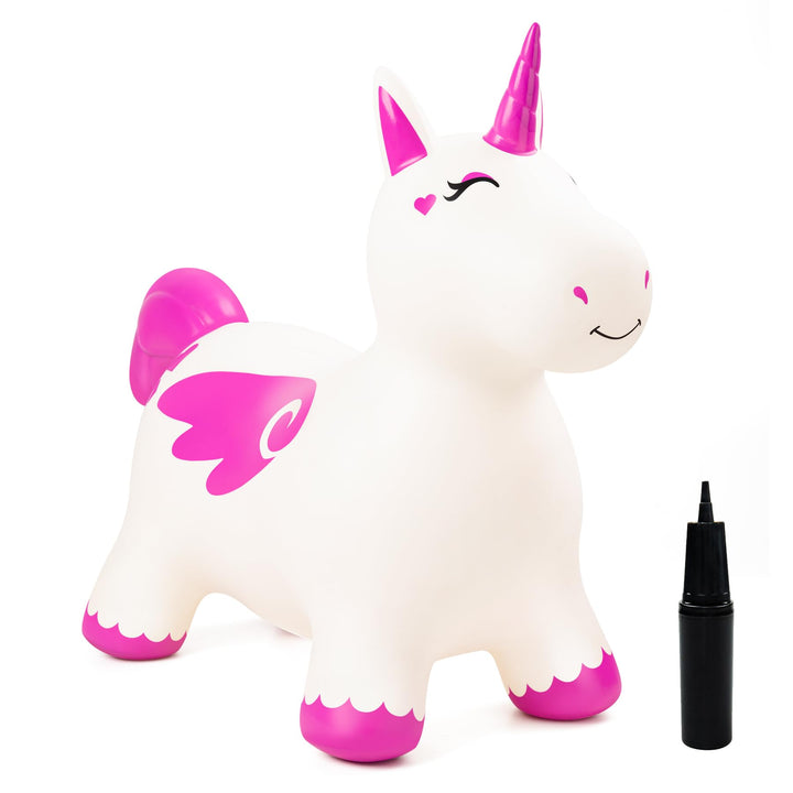 U&C Planet Hüpftier, Einhorn Hüpfpferd Animal Hopper,100kg Tragfähigkeit, Springpferd für Kinder 1-6