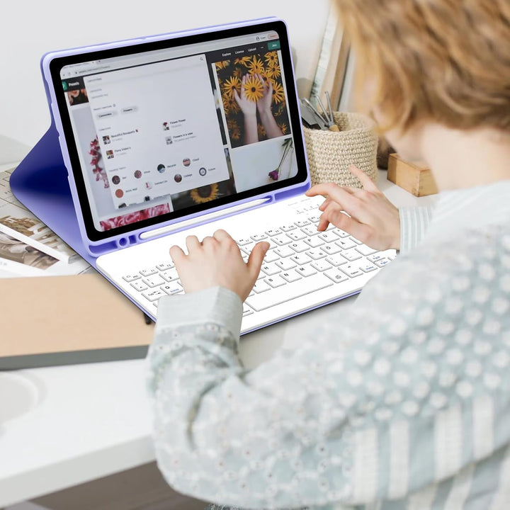 Hülle mit Tastatur für Samsung Galaxy Tab S6 Lite, Schutzhülle mit Pencil Halter Wireless Tastatur (