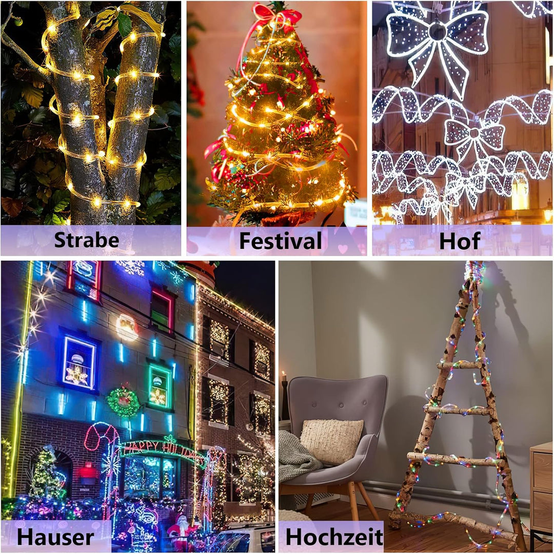 Gimisgu Lichterschlauch Aussen 10m Led Schlauch Kaltweiss 240 Led Lichtschlauch mit Timing Controlle