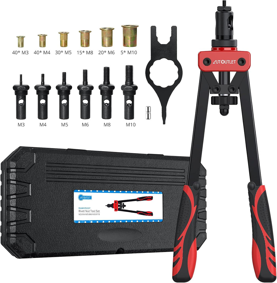 AUTOUTLET Nietmutternzange Set, 14" Profi Nietzangen Nietmutterzange mit 6 Austauschbare Dorne M3 M4