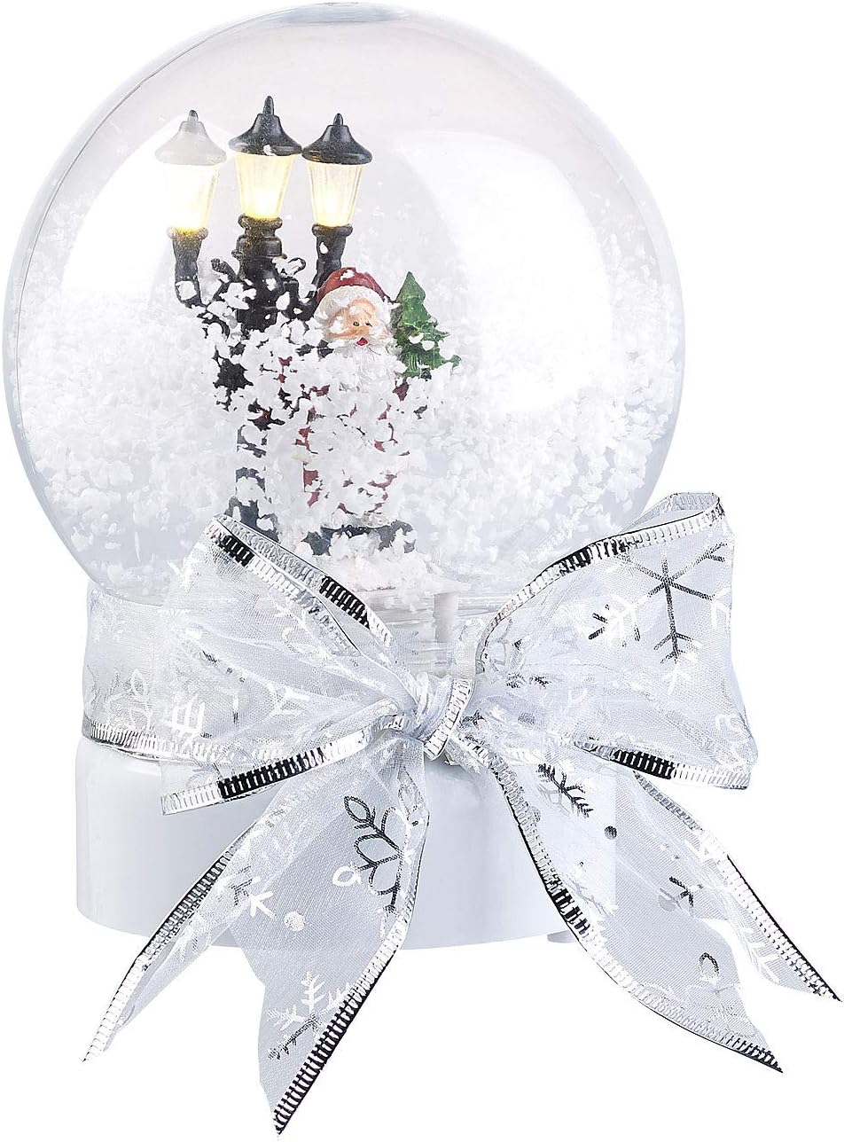 infactory Schneekugeln: Schneekugel mit singendem Weihnachtsmann, berührungsaktiv, LED-Laterne (Schn
