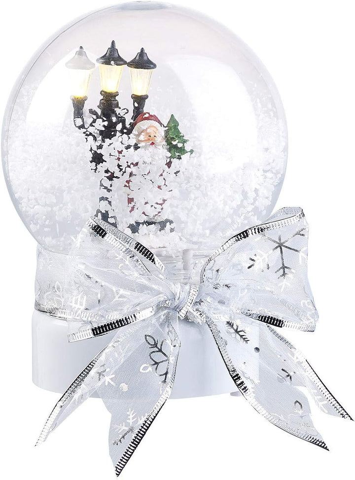 infactory Schneekugel: 2er-Set Schneekugeln mit singendem Weihnachtsmann, LED-Laterne (Schneekugel W