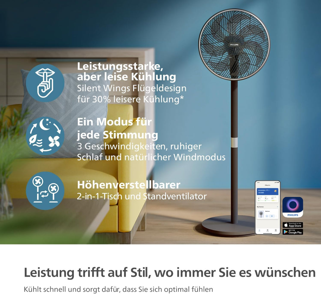 Philips Smart Standventilator Serie 3000. Starke & extrem leise SilentWings-Technologie. 19 dB. 2-in
