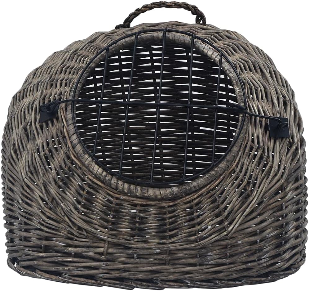 vidaXL Katzen Transportkorb Grau Natürliche Weide Katzenkorb Transportbox 45 x 35 x 35 cm Grau, 45 x