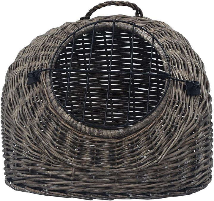 vidaXL Katzen Transportkorb Grau Natürliche Weide Katzenkorb Transportbox 45 x 35 x 35 cm Grau, 45 x
