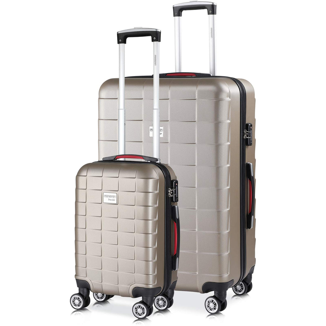 MONZANA® 2er Set Koffer Boardcase M, XL Gelgriffe TSA Schloss Reisekoffer Trolley Kofferset Handgepä