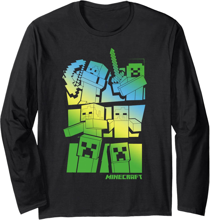 Minecraft Story Gradient Blue Green Langarmshirt