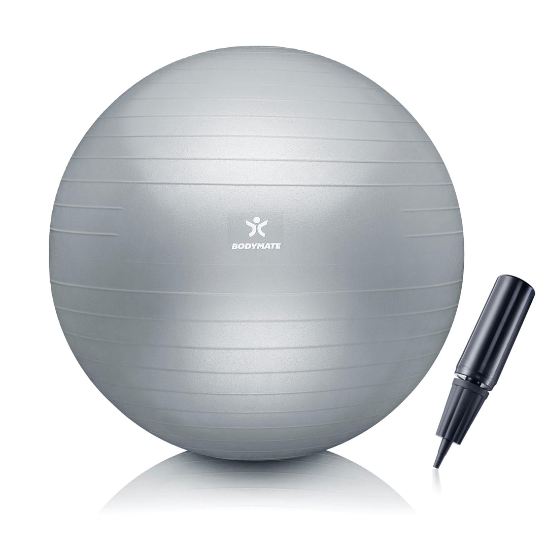 BODYMATE Gymnastikball Sitzball Trainingsball mit GRATIS E-Book inkl. Luft-Pumpe, Ball für Fitness,