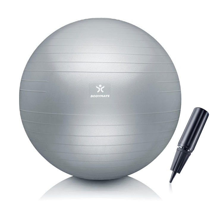 BODYMATE Gymnastikball Sitzball Trainingsball mit GRATIS E-Book inkl. Luft-Pumpe, Ball für Fitness,