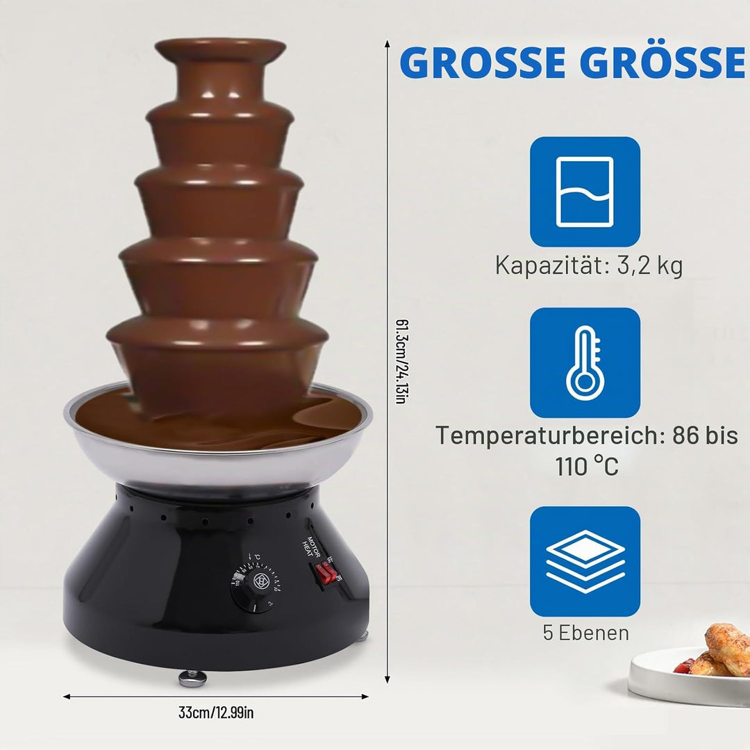 5 Ebenen Schokolade Brunnen 7 lb Kommerzielle heisse Schokolade Grosse Kapazität Edelstahl Schokolad
