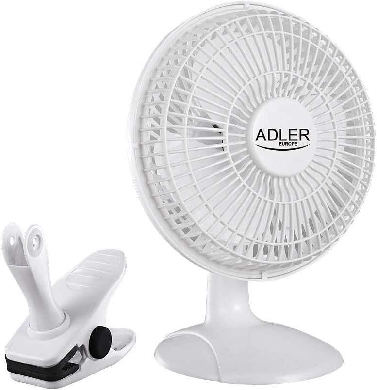 Adler AD 7317 Tischventilator mit Clip, Tragbarer, Klingen Durchmesser 15cm, 2 Geschwindigkeitsstufe