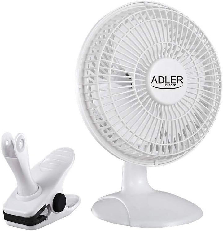Adler AD 7317 Tischventilator mit Clip, Tragbarer, Klingen Durchmesser 15cm, 2 Geschwindigkeitsstufe