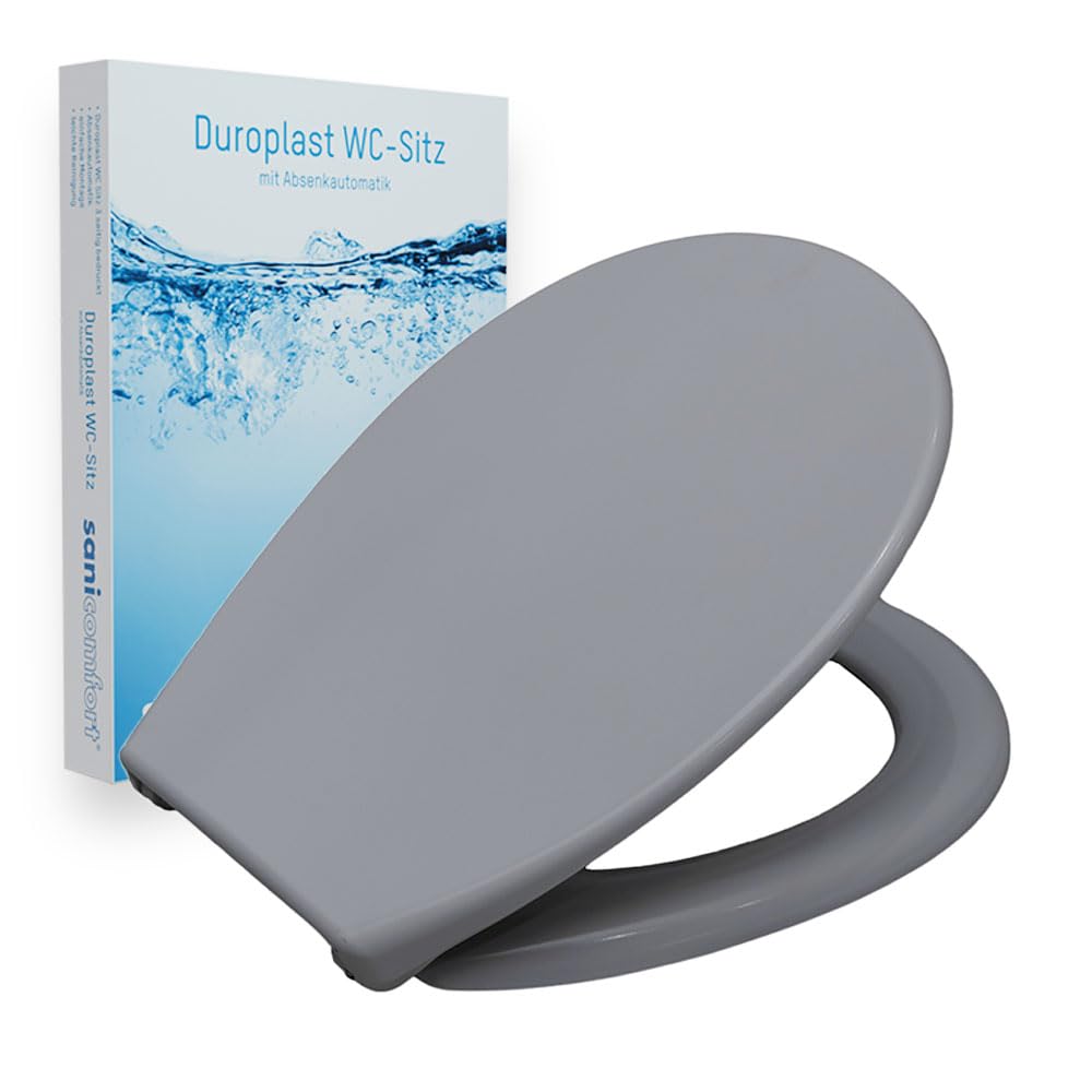 sanicomfort WC-Sitz, Duroplast, mit Absenkautomatik, Toilettensitz passend für alle handelsüblichen