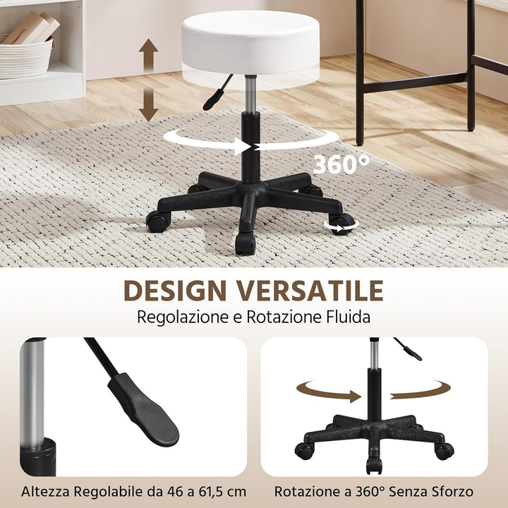 Yaheetech Rollhocker höhenverstellbar,Arbeitshocker Bürohocker 360° drehbar mit Rollen,Hocker Drehho