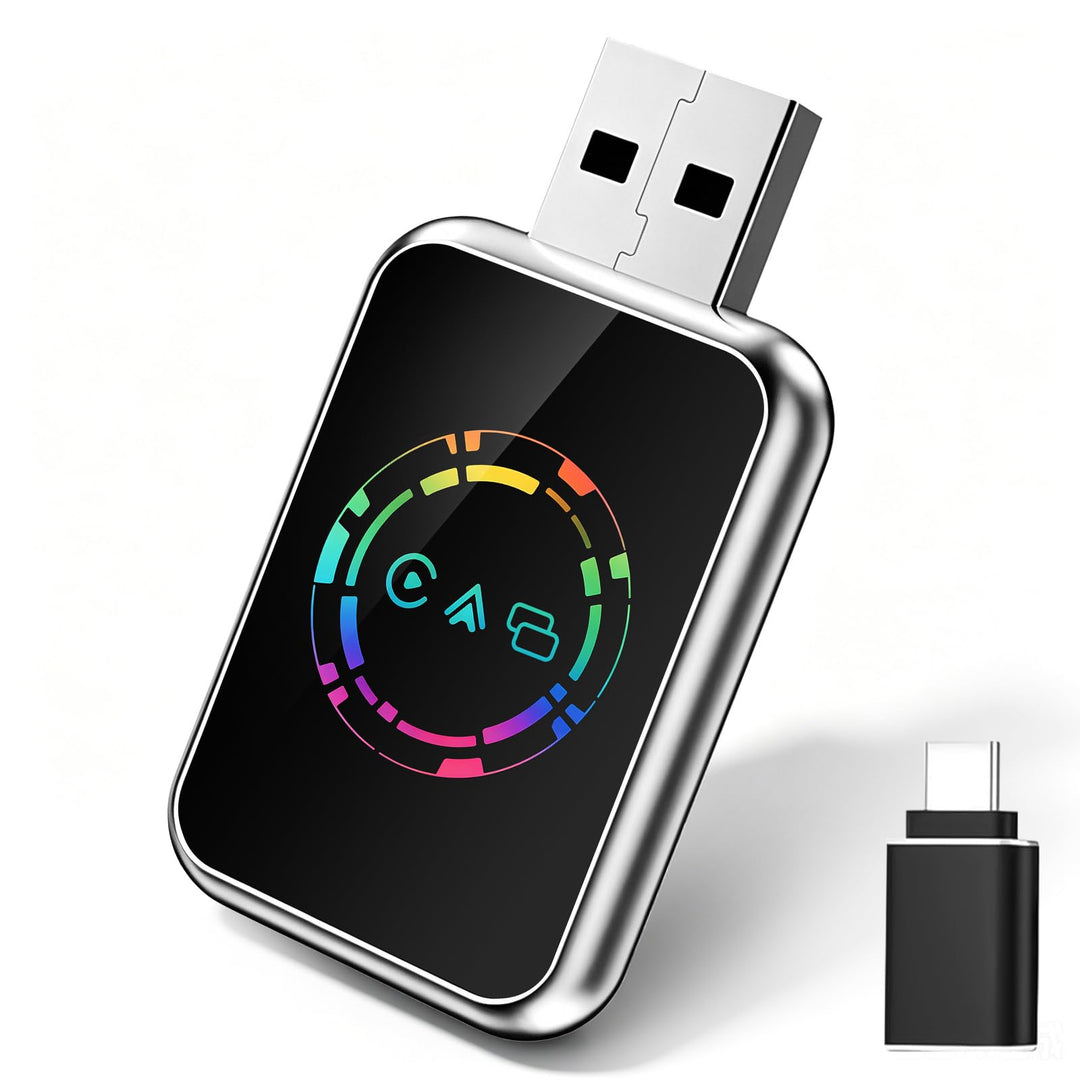 4 in 1 CarPlay Wireless Adapter, Kabelgebunden zu Kabellos für CarPlay & Android Auto, mit MirrorLin