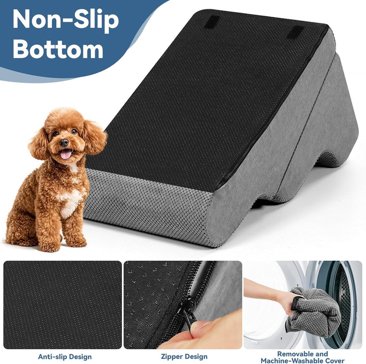 Hundetreppe für Bett kleine Hunde, 40 cm hoch, 2-in-1 umwandelbare 3-stufige Haustiertreppe und Ramp