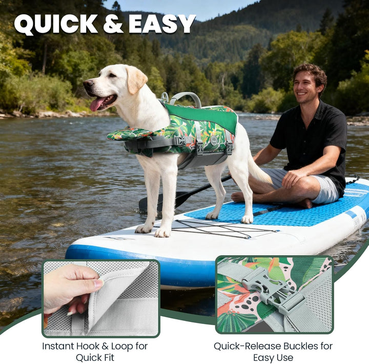 VIVAGLORY Front Float Schwimmweste Hund, Hundeschwimmweste für Bootfahren, Schwimmweste with Kopfstü