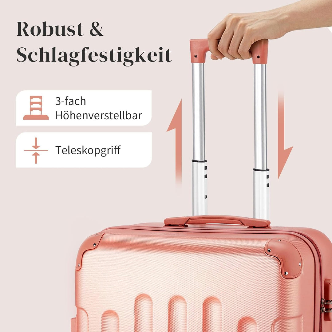LEADZM Handgepäck Koffer mit Kosmetikkoffer, Koffer Set 2 teilig Hartschale mit verstärkten Ecken, K