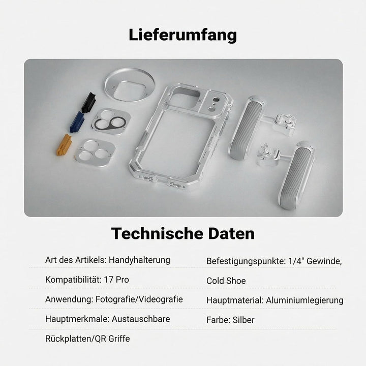 NEEWER 17 Pro Käfig Cage Video Rig Handy Stabilisator Set kompatibel mit iPhone 17 Pro mit 67mm Filt