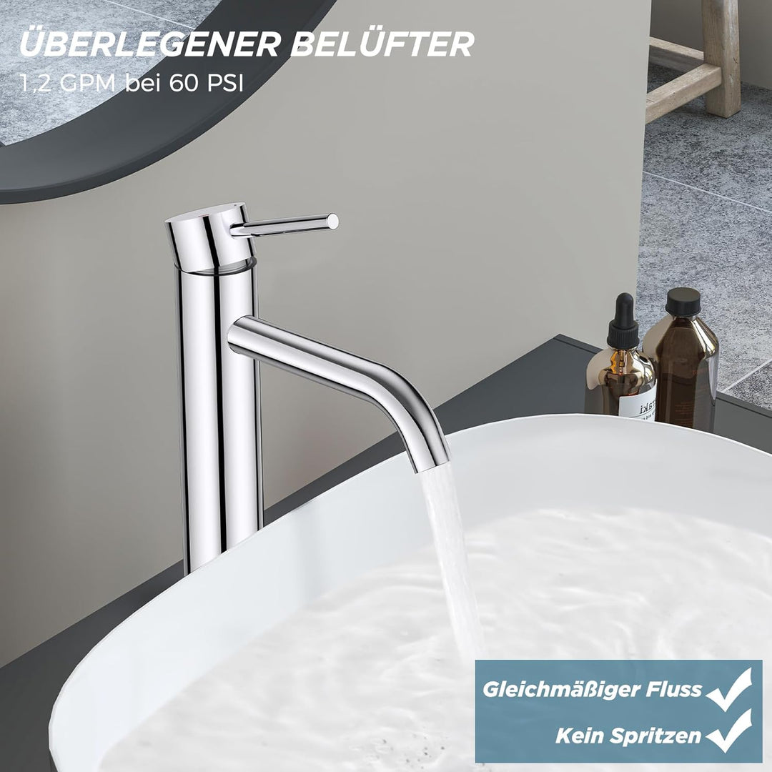FORIOUS Wasserhahn Bad, Hoch Waschtischarmatur Waschbecken Armaturen mit Auslaufhöhe von 190 MM High