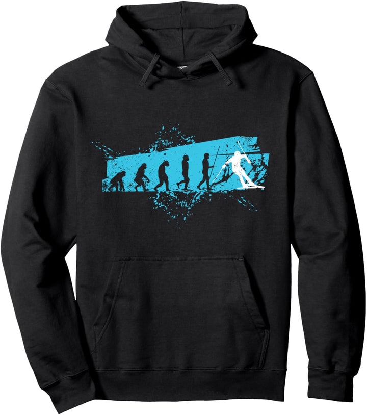 Evolution Skifahren lustiges Geschenk Wintersport Skifahrer Pullover Hoodie