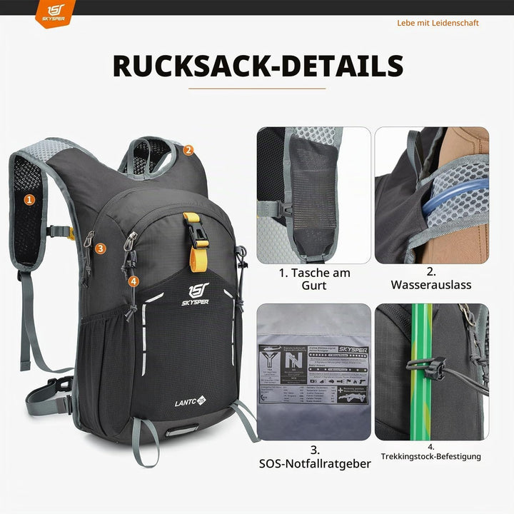 SKYSPER Wanderrucksack Herren Rucksack Klein Tagesrucksack Trekkingrucksack für Camping Outdoor Trav