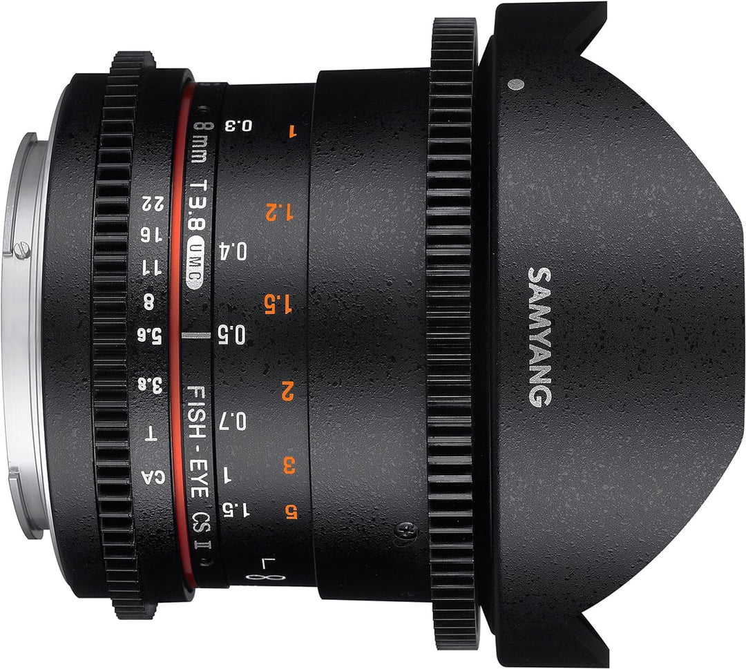 SAMYANG 13008T3.8SE 8 mm T3.8 VDSLR UMC Fish-Eye CS II Objektiv für Anschluss Sony E-Mount schwarz,